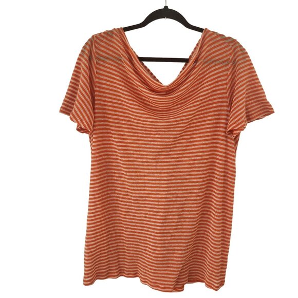 Easel Los Angeles Sheer Striped Boho Short Sleeve Blouse Open Back Women's S - Picture 1 of 8